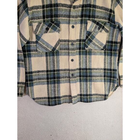 Vintage Kmart Flannel Shacket Mens Medium Buffalo Plaid 80s Western Button READ - Picture 11 of 16
